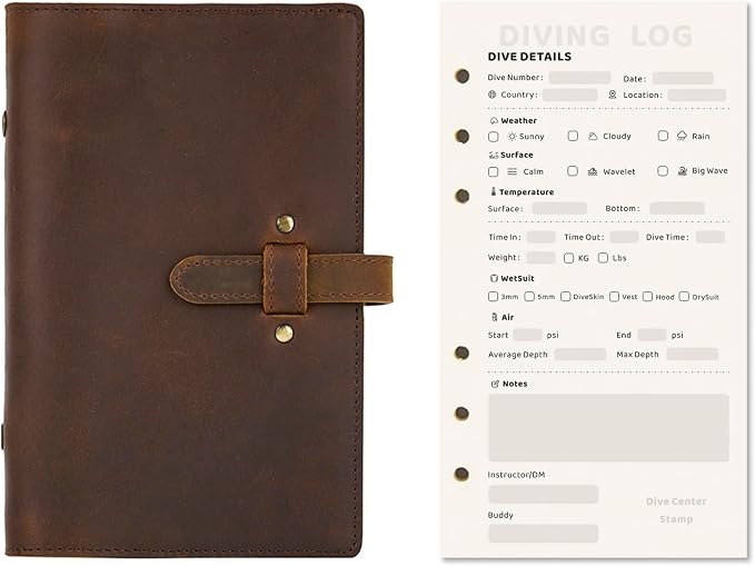 Dive Log Book Scuba Diving, A6 Scuba Diving Journal with 50 Pages for PADI/SSI Divers