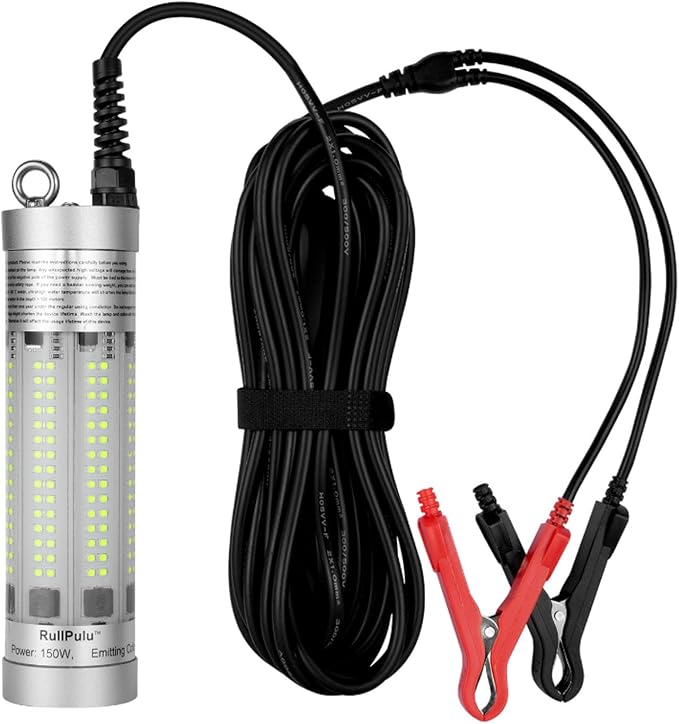 150W 20900lm Underwater Fishing Light, IP68 Waterproof Aluminum Super Bright Night Fish Attracting Submersible LED Lamp Lure Bait Finder for Freshwater Saltwater Sea Kayak Ice Dock (Green)
