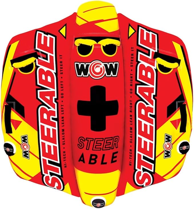 WOW Sports Take Control of the Ride 1 or 2 Person Inflatable Steerable Tube For Boating, 19-1090