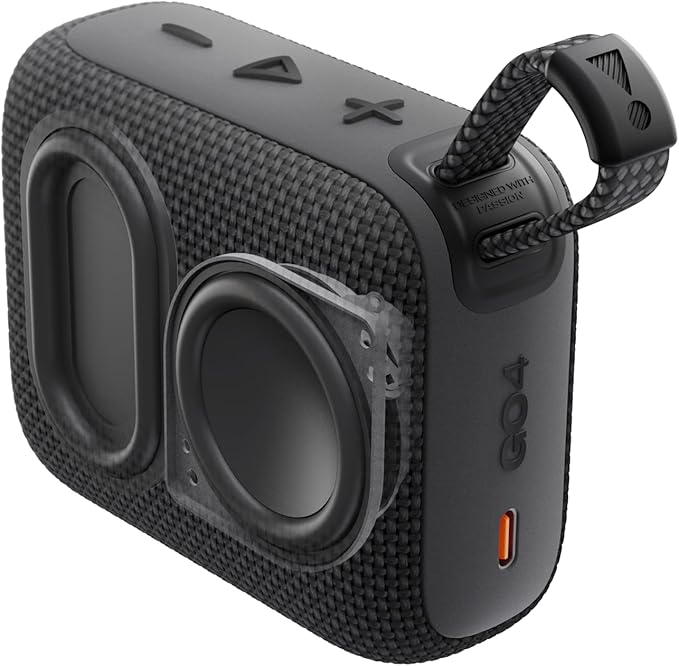 JBL Go 4 - Ultra-Portable, Waterproof and Dustproof Bluetooth Speaker, Big JBL Pro Sound with Punchy bass, 7-Hour Built-in Battery, Made in Part with Recycled Materials (Black & Orange)