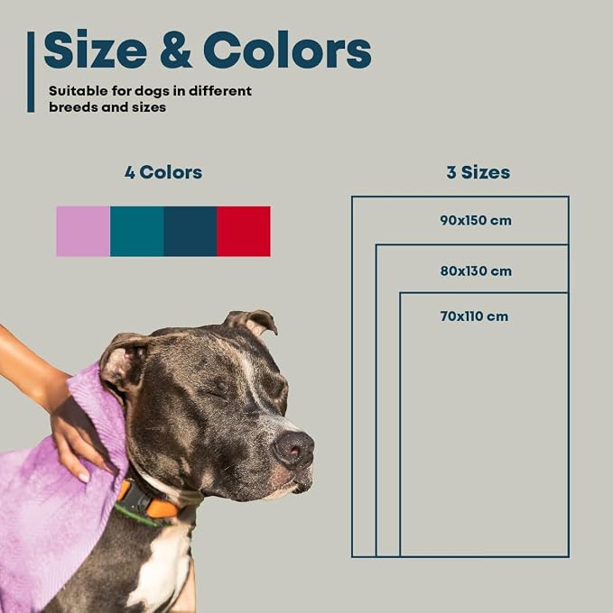 Extra Large Dog Towel for Big Dogs — 400 GSM Premium Microfiber, Fits Golden Retriever, Labrador, Bernese — Super Absorbent Quick Dry, Machine Washable (Blue, L)