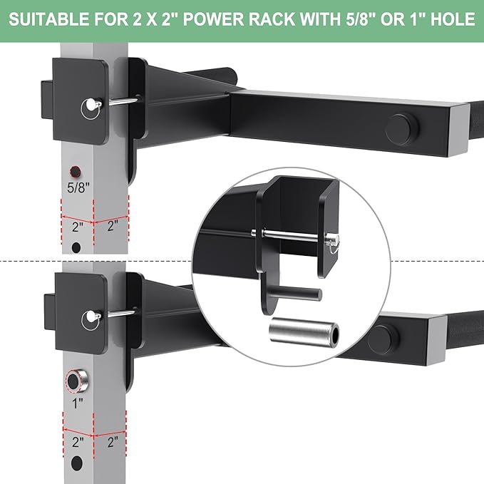 SELEWARE Squat Rack Attachment, Y-Shaped Dip Bar Attachment, Nordic Hamstring Curl Attachment and Lever Arms for 2x2 or 3x3 Power Rack with 5/8" or 1" Hole, Power Cage Accessories for Home Gym