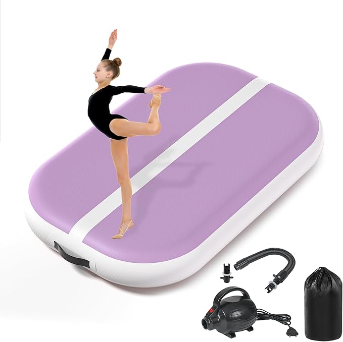 Inflatable Air Gymnastics Tumbling Mat 6ft 10ft 13ft 16ft 20ft, Air Tumble Track Mat 4/8 inches Thickness with Electric Air Pump for Home Use Training Cheerleading Yoga Water Beach Park