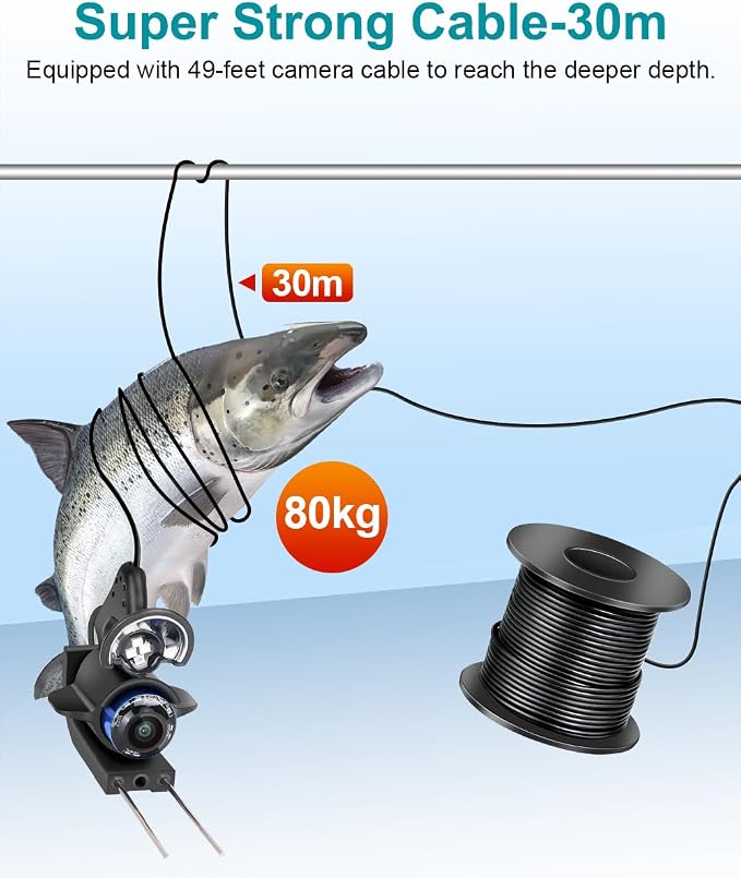 FOURQ Fishing Camera, 220° Ultra-Wide HD Underwater Fishing Camera with 4.3" LCD & IR Night Vision, 5000mAh Rechargeable Battery 100ft Cable for Ice Lake Boat Kayak Fishing