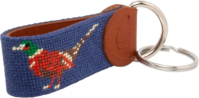 Leather Hand-Stitched Needlepoint Key Fob or Key Chain