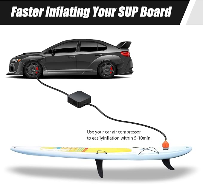 2PACK Inflatable Stand Up Paddleboard (SUP) Pump Adaptor -Universal Standard Schrader Air Valve Adapter Pumping Head Connector Converter for Inflating Boat, Kayak, Surfboard, Bed, Car Tire Orange