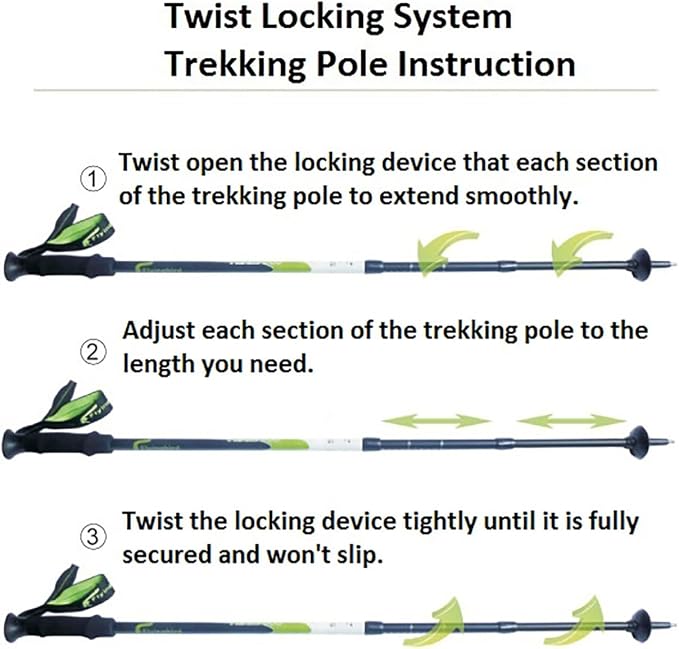 ATUNAS Trekking Poles, 2-Pack Lightweight Aluminum Collapsible Hiking Sticks with EVA Grip and Quick Lock for Men and Women