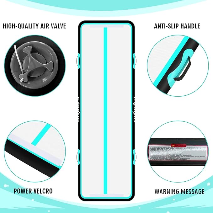 Inflatable Air Gymnastics Mats for Tumbling, 10ft/13ft/16ft/20ft Tumble Track Tumbling Mats for Kids, 4/8 Inches Thick Training Mat with Electric Pump Gymnastics Equipment for Kids Mat