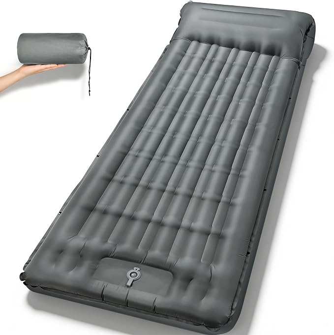 Inflatable Camping Sleeping Pad with 8 in Pillow, Thick 4.7 Inch Ultralight Camping Pad with Built-in Pump, Compact Self Inflating Sleeping Pad for Backpacking Hiking Travel Tent