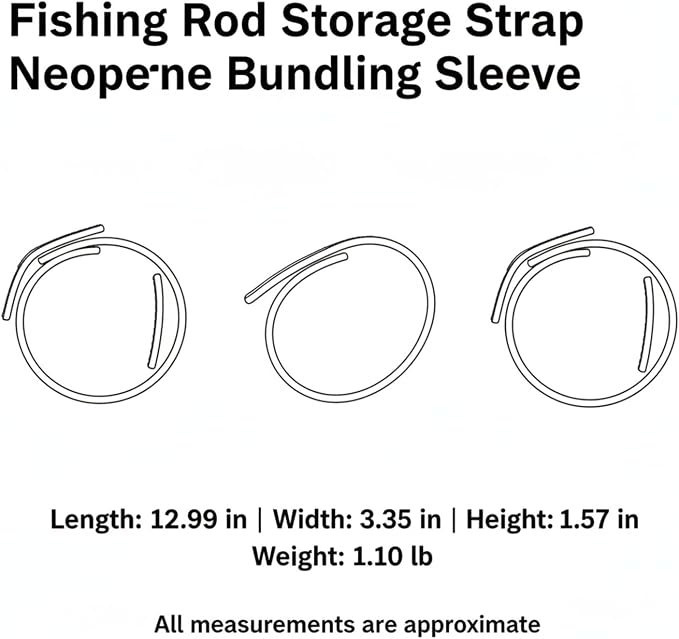 Neoprene Fishing Rod Strap - Secure Bundling Sleeve for Transport & Storage, Black
