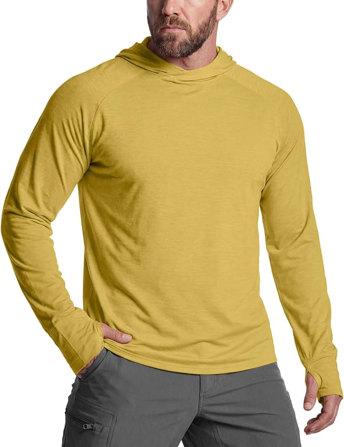 CQR Men's UPF 50+ Sun Protection Long Sleeve Quick Dry Athletic Shirts, Stretch Running Workout Hiking T-Shirts