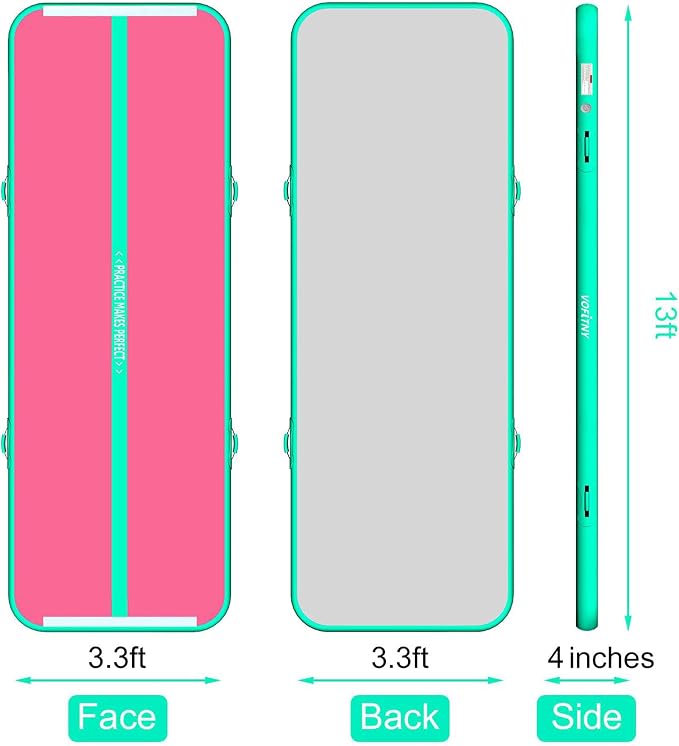 VOFiTNY Inflatable Gymnastics Air mat Tumbling Track with Air Barrel Octagon Mat with Pump for Home/Gym
