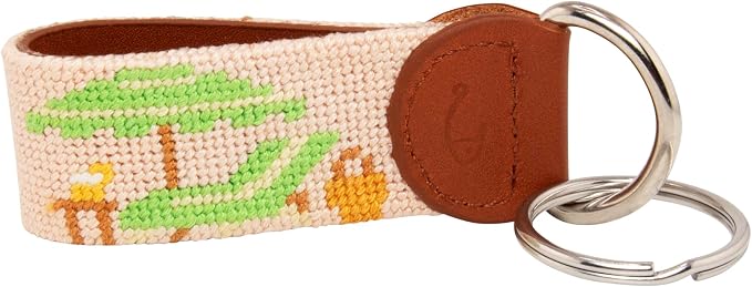 Leather Hand-Stitched Needlepoint Key Fob or Key Chain