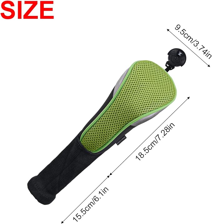 Andux 4pcs Long Neck Golf Hybrid Club Head Covers Dial No. Tag CTMT-02 | Mesh Breathable material | all the Same Size | Coloured Piping | Pull-On Closure