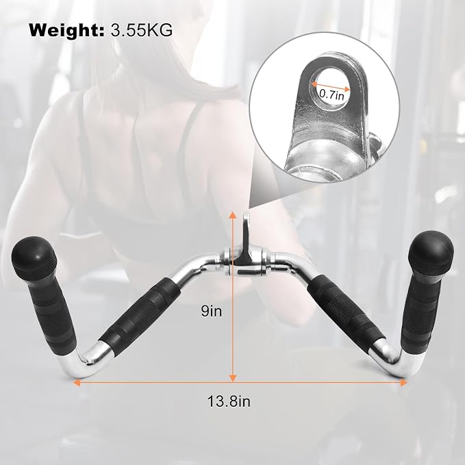 LAT Pull Down Bar Attachment: LAT Pulldown Tricep Bar for Strength Training - Multi-Exerciser Cable Machine Attachment