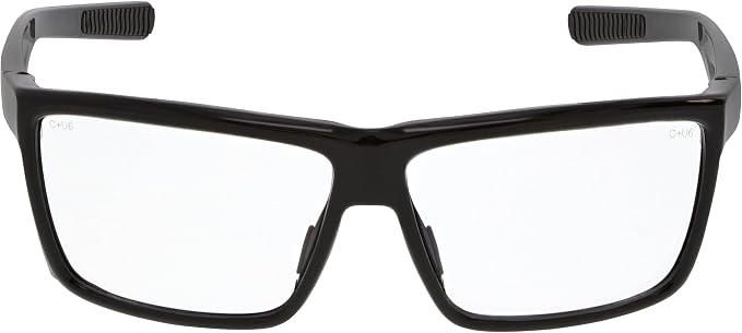 MCR Safety SR210 Swagger SR2 Series Safety Glasses with Thermo Plastic Rubber Nose Pads and Detachable Side Shields, Black Frame, Clear Lens