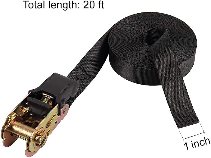 Endless Ratchet Tie Down Straps Heavy Duty Cargo Tie Downs, Sturdy Nylon Black Strap Down Ratcheting Securing Straps, Track Spring Fittings, Tie-Down Motorcycles, Trailer Loads, Kayak