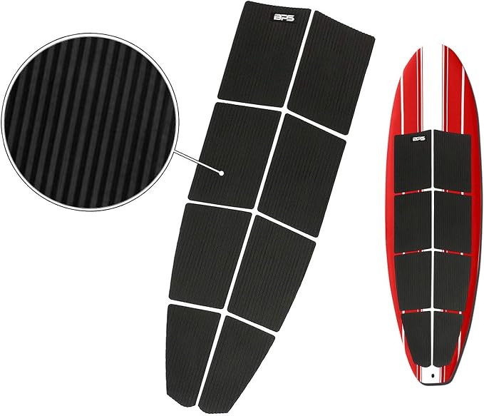BPS 12 Piece 8 Piece Premium EVA Foam Surfboard Traction Pad Non-Slip Trimmable Deck Sheet 3M Adhesive for Longboard SUP Paddleboard Surfboard White, Black, Grey