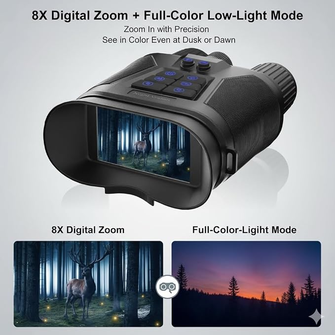 4K Digital Night Vision Goggles for Adults - Rechargeable Infrared Binoculars with 3'' Large Screen - 32GB Card Included, 3500mAh Battery, Audio Recording - 8X Zoom for Hunting, Camping & Security