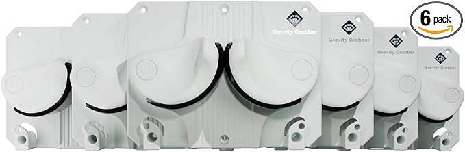Gravity Grabber, The OG - Ski & Snowboard Wall Mount, Indoor Garage & Home Storage Organizer, Damage-Free Grip, Holds Skis/Boards/Poles/More, Space-Saving Premium Gear Rack, (White 6-Pack)