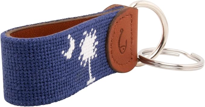 Leather Hand-Stitched Needlepoint Key Fob or Key Chain