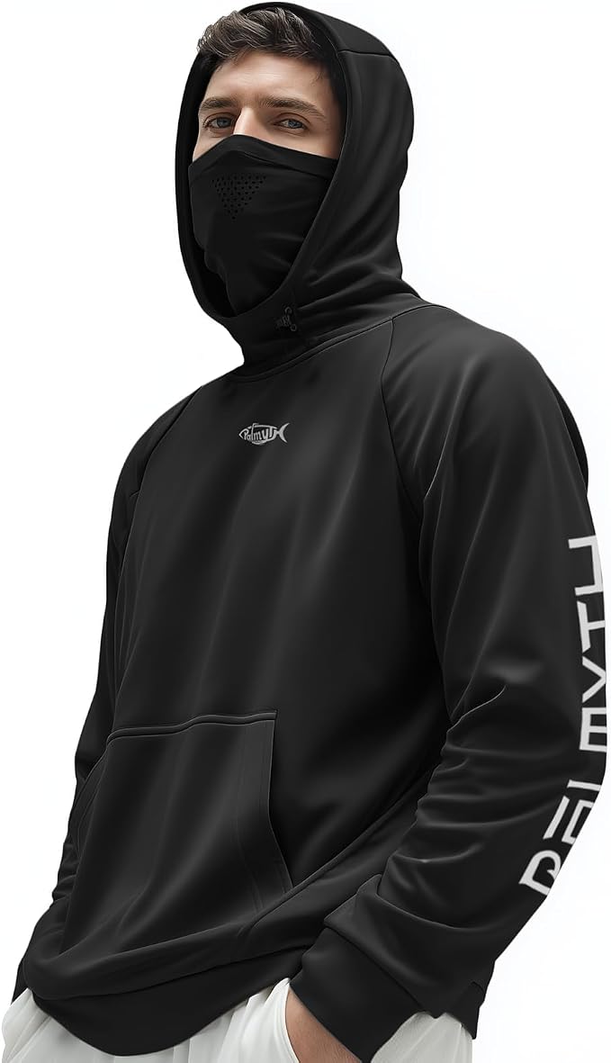 Palmyth Men's Fishing Hoodie Fleece Lined with Neck Gaiter for Cold Weather | Fleece Lining, Wind- and Water-Resistant Shell, Breathable Neck Gaiter, Underarm Vents, Thumb Holes, Adjustable Hood and Hem