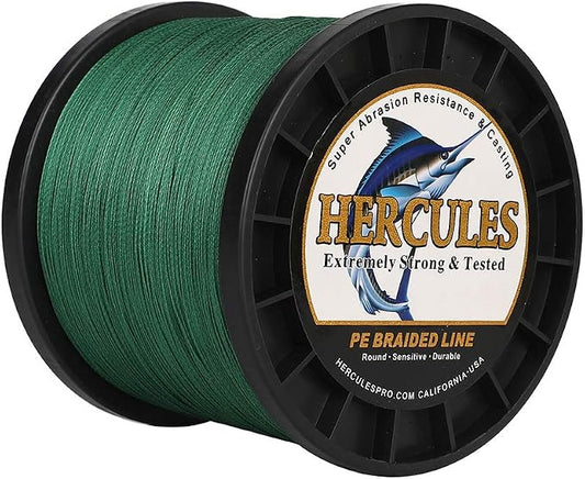 HERCULES Cost-Effective Super Strong 4 Strands Braided Fishing Line 6LB to 100LB Test for Salt-Water, 109/328 / 547/1094 Yards (100M / 300M / 500M / 1000M), Diam# 0.08MM - 0.55MM, Hi-Grade
