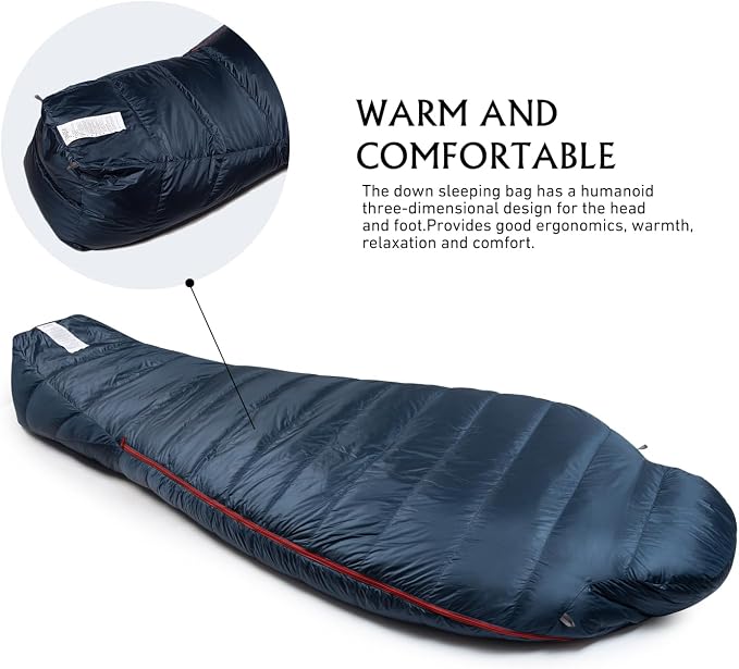 Ultralight Mummy Down Sleeping Bag 650 Fill Power Duck Down Suits for 32 Degree F for Camping Hiking Backpacking