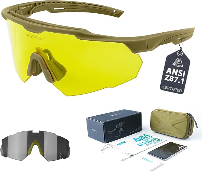 Shooting Glasses Anti Fog with High Definition Lenses, ANSI Z87+ Certified Tactical Safety Glasses for Men Women
