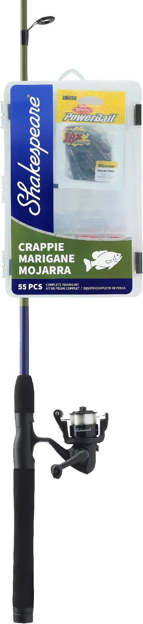 Shakespeare Catch More Fish Spinning Reel and Fishing Rod Combo with Kit