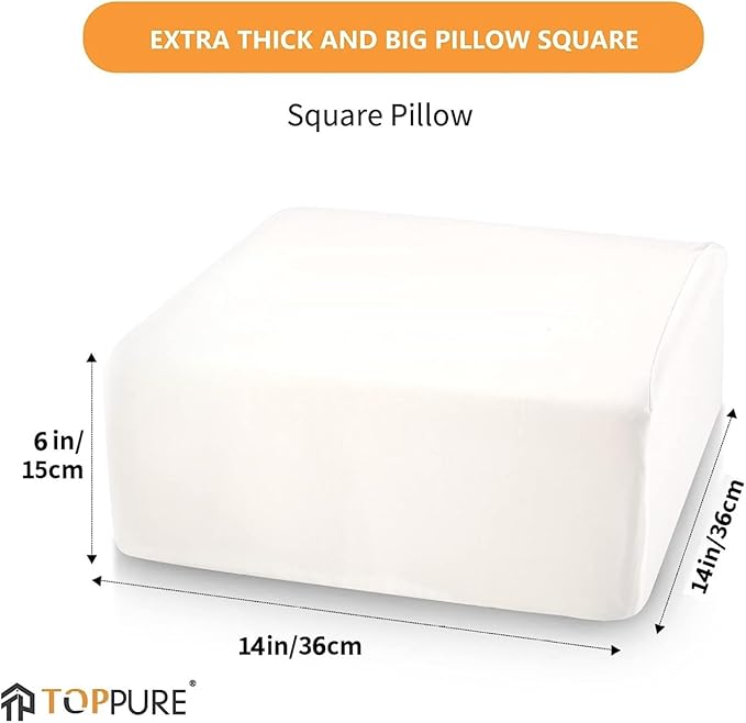 TOPPURE Cube Memory Foam Pillow for Side Sleepers, Xtra Thick 6“ inch Side Sleeping Pillow for Neck and Shoulder Pain Relief, Washable Pillowcase Including, (White, 6"x14"x14")
