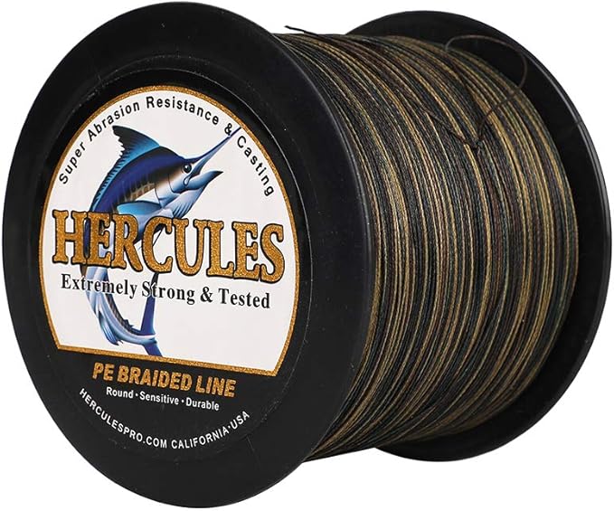 HERCULES Cost-Effective Super Cast 8 Strands Braided Fishing Line 10LB to 300LB Test for Salt-Water,109/328/547/1094 Yards(100M/300M/500M/1000M),Diam.#0.12MM-1.2MM,Hi-Grade Performance,Variety Colors