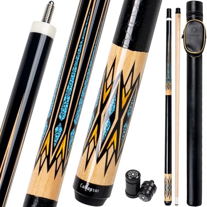 Collapsar CA Pool Stick with 1X1 Hard Case,58" Maple Professional Billiard Cue Stick,19-21 oz Pool Cue Set