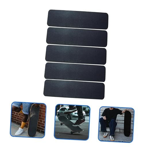 Hemoton 5pcs Skateboard Grip Tape Sheets Sandpaper for Skateboard Decks Easy to Apply Grip Tape for Routine Training and Competitions Black Non- Design