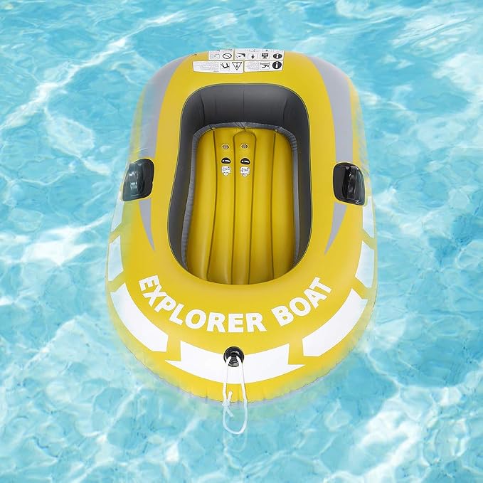 Thicken Raft Inflatable Kayak Inflatable Boat Canoe-1 Person Inflatable Fishing Boat Floaties Kayak Yellow PVC Boat Touring Kayak Swimming Pool Lake Toys for Adults