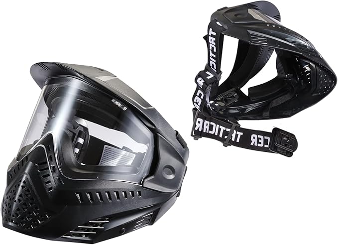 Lancer Tactical High Strength Polyethylene Full Face Airsoft Paintball Mask with Visor