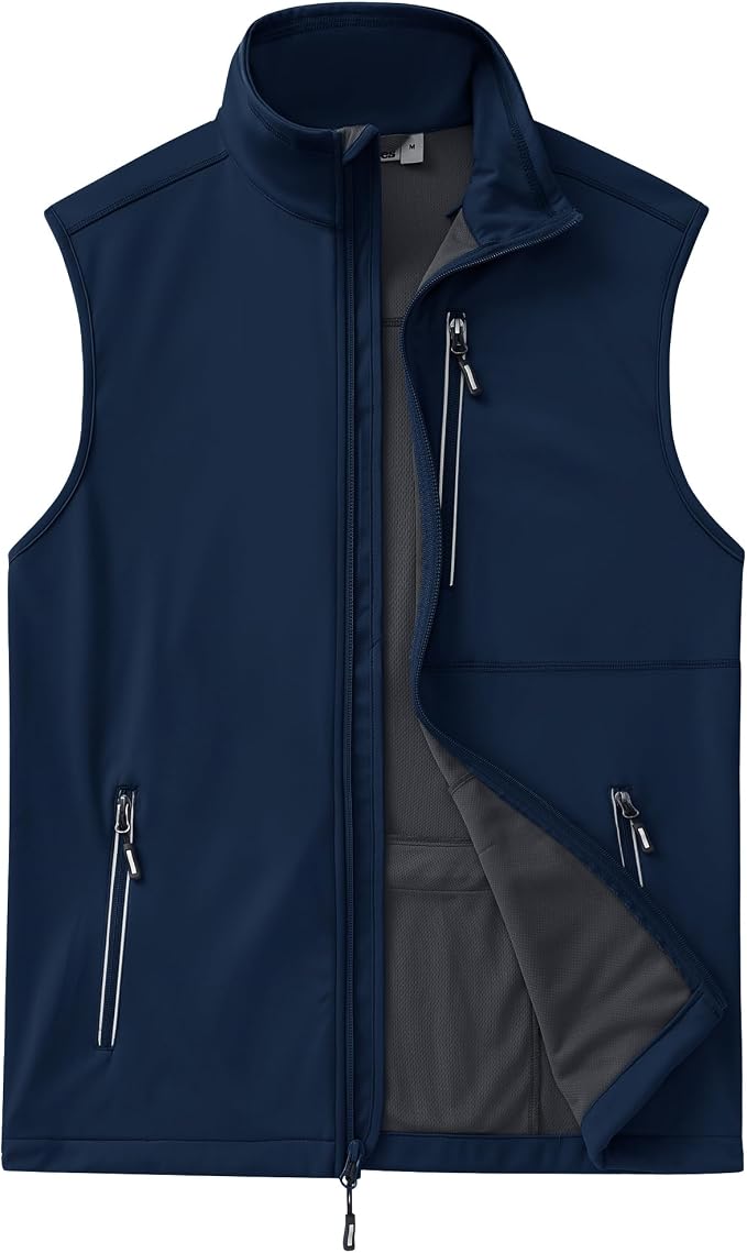 Outdoor Ventures Men's Windproof Softshell Vest Outerwear Lightweight Sleeveless Jacket for Running Golf Hiking Travel