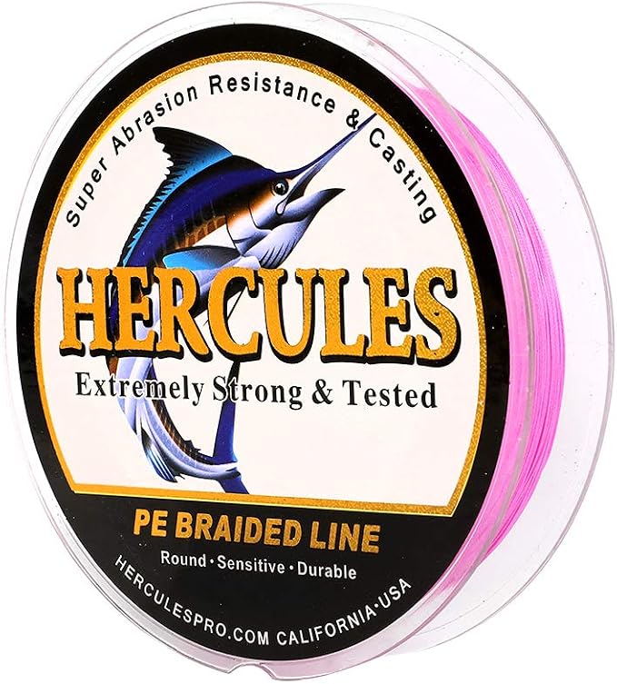 HERCULES Cost-Effective Super Cast 8 Strands Braided Fishing Line 10LB to 300LB Test for Salt-Water,109/328/547/1094 Yards(100M/300M/500M/1000M),Diam.#0.12MM-1.2MM,Hi-Grade Performance,Variety Colors