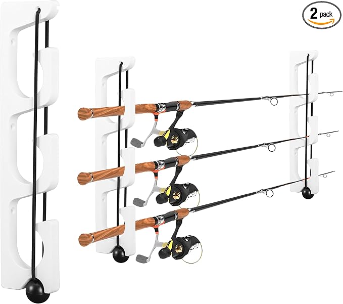 Wall Mount Fishing Rod Holders,3 Rod Holder Storage for Wall & Garage Storage Organizer Gear Equipment Gifts(O-shaped hole)