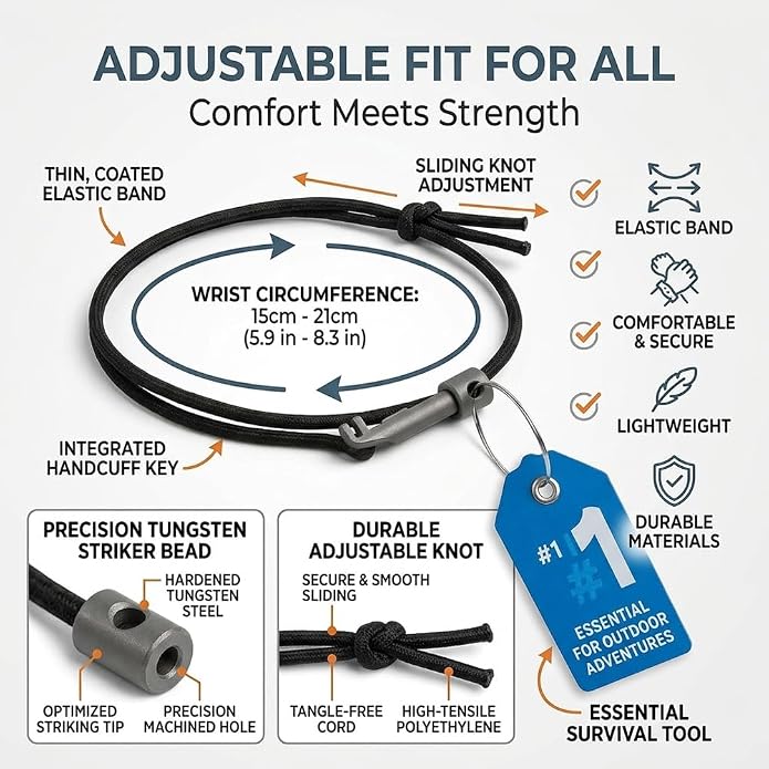 EDC Survival Bracelet, Car Window Breaker Wrist Strap Escape Tool, Vehicle Emergency Rescue Wristbands, Rapid Escape Emergency Tempered Glass Breaker