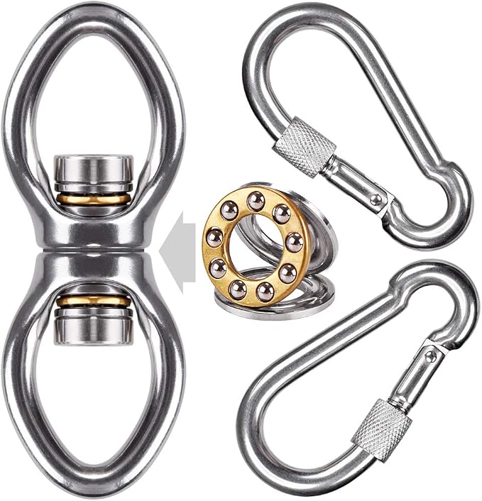 Dolibest Silent Bearing Swing Swivel Rotational Safety Device, Swing Swivel Hanger, Swivel Hardware with 360° Rotation for Aerial Yoga Tree Swing, Hammock Chair, Climbing Rope, Yoga, Hanging Hammocks