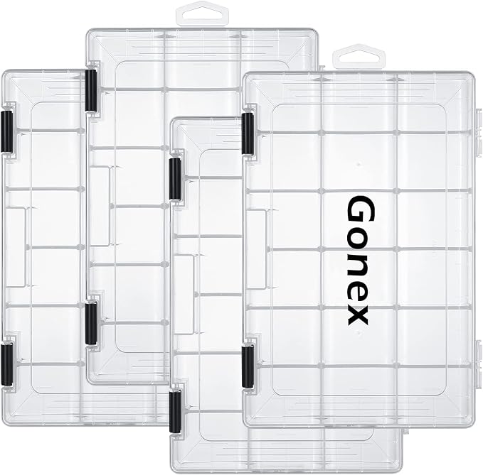 Gonex 3600 3700 Fishing Tackle Trays Lure Box with Adjustable Dividers | Clear PP Material, Adjustable Compartments, Fits Standard Tackle Box , For Fishing Lures Hooks Beads Accessories Storage