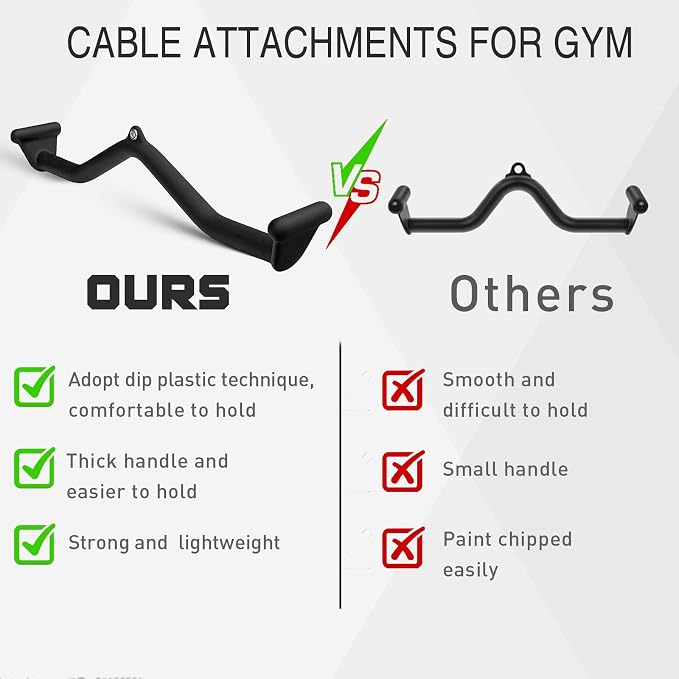 BLUSLM Lat Pull Down Bar T bar Row Attachment, V Bar Tricep Lat Pulldown Attachments, Back Strength Training Bar for Home Gym Exercise Cable Machine Attachments