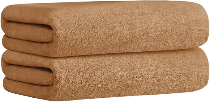 JML Microfiber Bath Towels, Bath Towel 4 Pack 30" x 60", Oversized, Soft, Super Absorbent and Fast Drying, Bathroom Towel Set for Sport, Fitness, Yoga, Beige