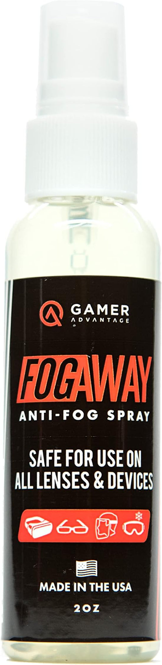 Gamer Advantage FogAway - Anti Fog Spray for Swim Goggles, Glasses, and Home Electronics - Safe for All Lens Types (2 Oz)