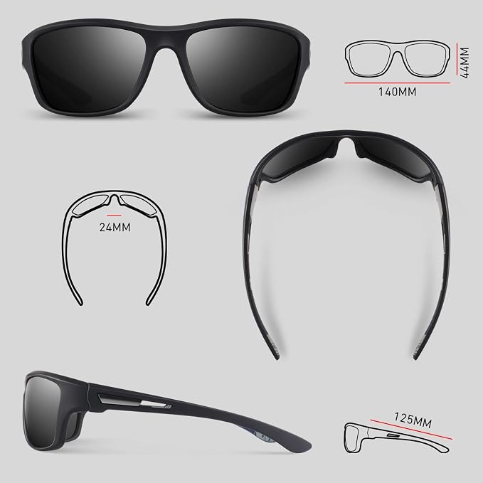 WEAROYO Polarized Sports Sunglasses for Men Women,Fishing Driving Rectangular Goggles UV400 Protection