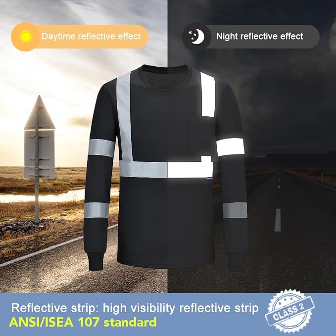 A-SAFETY Safety Shirt,High Visibility Work T Shirt Long Short Sleeve Class 3 (XS-6XL)