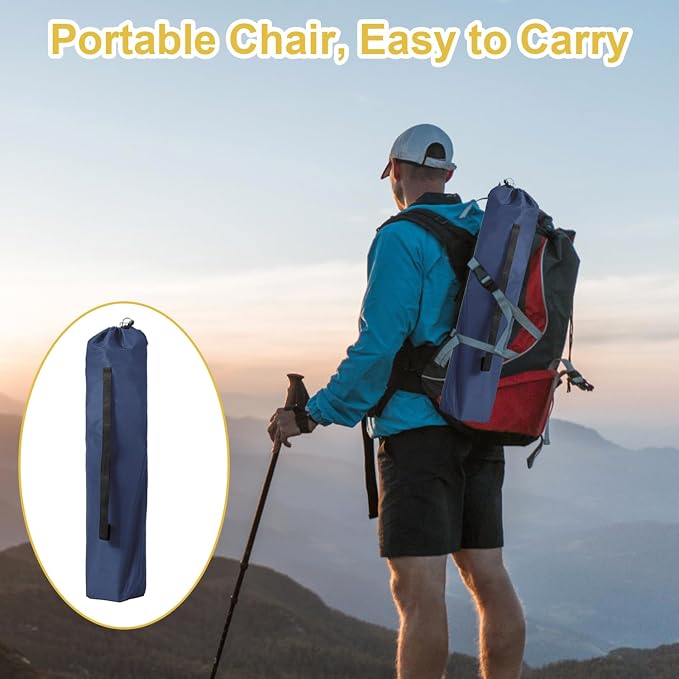 Folding Camping Chair with Cup Holder & Storage Bag, 225lbs Capacity, Large Anti-Sink Feet, Breathable PE Coated Fabric for Outdoor, Hiking, Beach, Fishing, Backpacking, Cyan