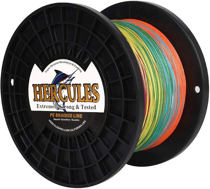 HERCULES Cost-Effective Super Cast 8 Strands Braided Fishing Line 10LB to 300LB Test for Salt-Water,109/328/547/1094 Yards(100M/300M/500M/1000M),Diam.#0.12MM-1.2MM,Hi-Grade Performance,Variety Colors