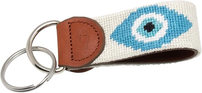 Leather Hand-Stitched Needlepoint Key Fob or Key Chain